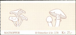 Norway #885ab, Complete Set,Unexploded Booklet, 1987-1989, Mushrooms, NH