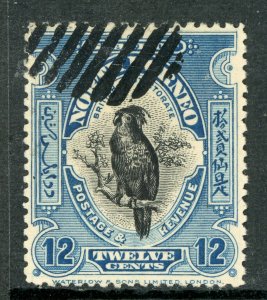 North Borneo 1909 British Colony 12¢ Cockatoo Bird Perf 14 Scott #145 VFU F738