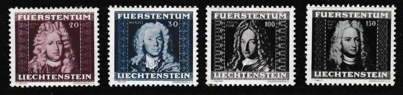 Liechtenstein 1941 Johan Adam Andeas Set of 4 Scott 172-75 cat. $11. VF/NH/(**)