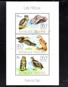 TOGO 2013 OWLS MINT VF NH O.G M/S3 ( 34TO)