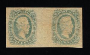 GENUINE CONFEDERATE CSA SCOTT #11d GUTTER PAIR MINT OG GREEN DIE-A ARCHER & DALY