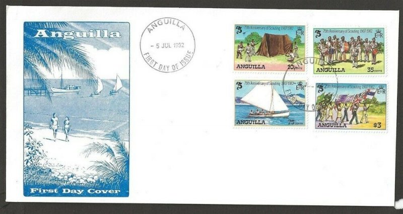 1982 Anguilla Scouts 75th anniversary sailing FDC