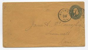 1870s 1ct stamped envelope Quincy IL fancy Q letter cancel [6214.92]