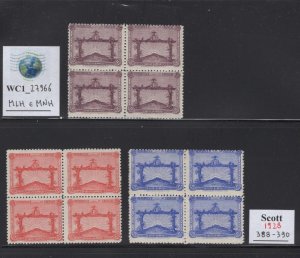 WC1_27966. URUGUAY. Blocks 1928 SOCCER CHAMPIONSHIP set. Sc.388-390. MNH