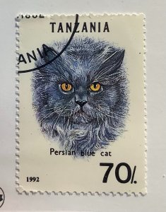 Tanzania 1992 Scott 967d CTO - 70sh, Cat, Persian Blue, Felis silvestris catus