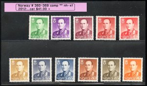 Norway Stamps # 360-369 MNH VF Scott Value $41.00