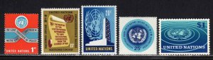 United Nations #146-50 ~ Cplt set of 5 ~ Mint, NH  (1965-66)