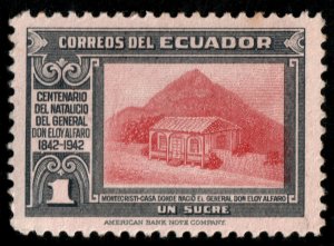 ✔️ ECUADOR 1942 - GENERAL ELOY ALFARO MONTECRISTI SC. 412 MNH [034] SOME TONING