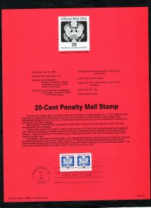 SP793 Penalty Mail Stamp, Souvenir Page FDC (#O 138b)