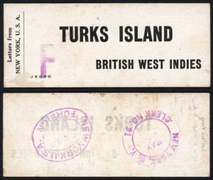 Turks and Caicos 1930s Label For Letters from New York