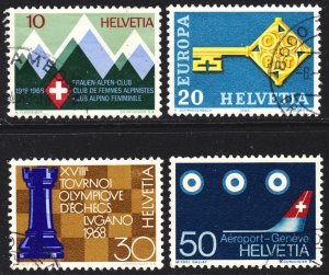 Switzerland Scott 487-90 complete set F to VF used.  FREE...