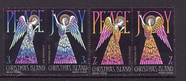 Christmas Is.-Sc#55-8-unused NH set-pairs-Christmas-Peace-Joy-Angels-1972-