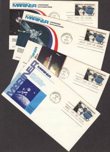 1975 Mariner 10 Sc 1557 FDC Fleetwood premium cachets set of 4 different