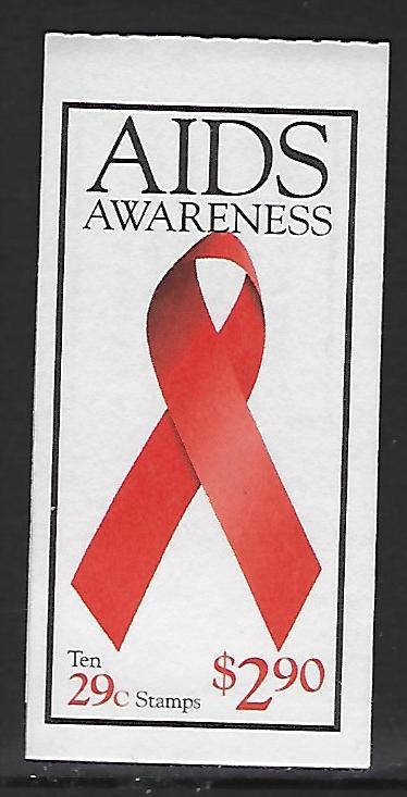 BK213 Catalog # Complete Booklet $2.90 face value 10  29cent Aids Awareness