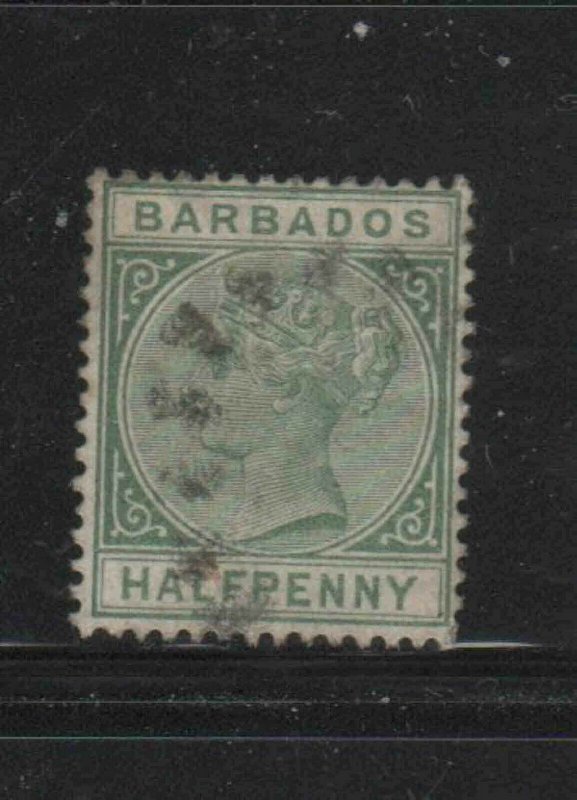 BARBADOS #60  1882  1/2p   QUEEN VICTORIA    F-VF  USED   h