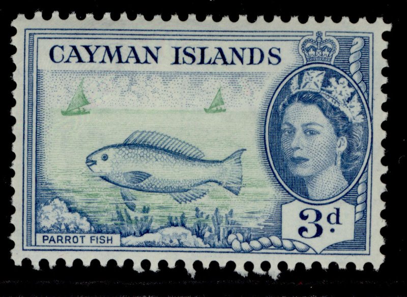 CAYMAN ISLANDS QEII SG154, 3d bright green & blue, M MINT. 