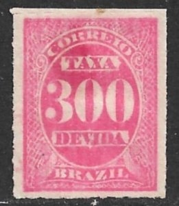 BRAZIL 1889 300r Rouletted Postage Due Sc J6 VFU