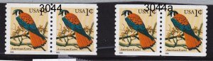 Pair 1c Kestrel US 3044 and US 3044a Lot (2) MNH