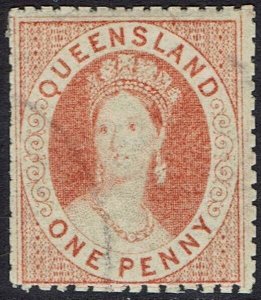 QUEENSLAND 1866 QV CHALON 1D SHEET WMK PERF 13