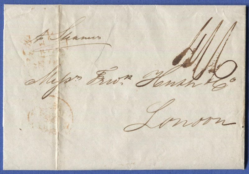 CUBA  1844 lettersheet British P.O. HAVANA to London, 4sh 6d postage due