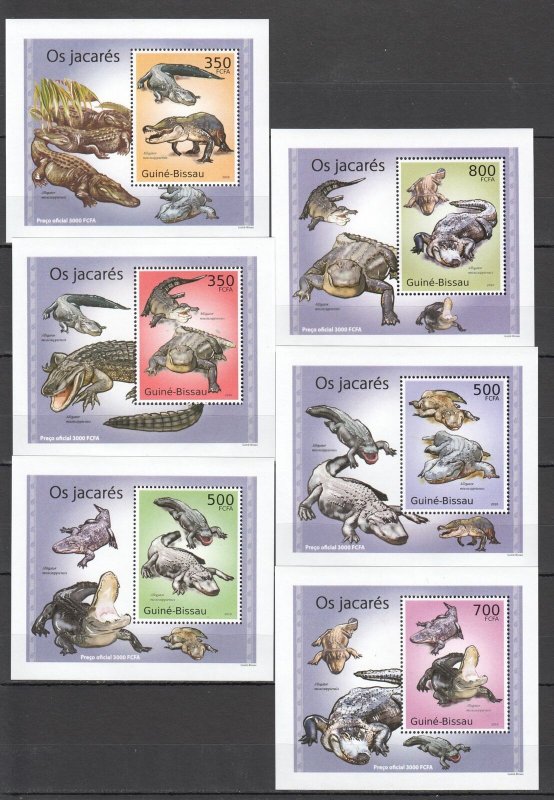 A0867 2010 Guinea-Bissau Fauna Crocodiles Os Jacares 6 Lux Bl Mnh