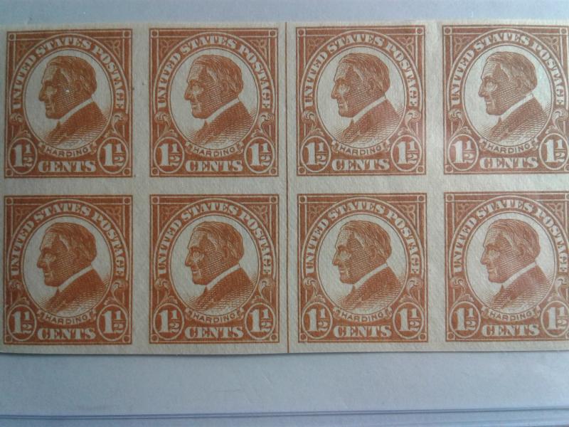 SCOTT # 576 BLOCK OF 8 WITH CENTER LINE INCREDIBLE MINT HR