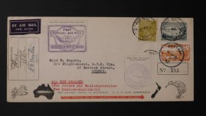 1934 Sydney Australia First Flight Cover FFC To New Zealand Signed by Crew Ulm