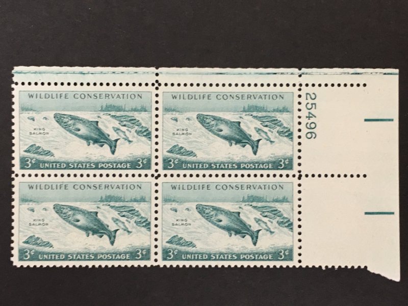 Scott # 1079 Wildlife Conservation - Salmon, MNH Plate Block of 4