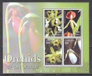 Uu0952 2007 Lesotho Flora Flowers Orchids Of The World 1Kb Mnh