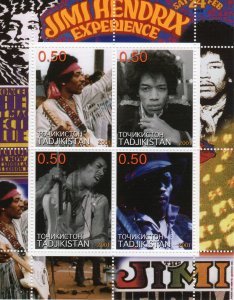 Tajikistan 2001 JIMI HENDRIX American Rock Singer s/s Perforated Mint (NH)