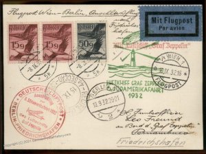 Austria Germany 2x 1932 Graf Zeppelin 6.SAF Mi275 Bordpost Cover UNLISTED 99755