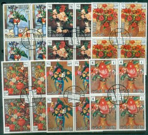 Ras Al Khaima 1972 Mi#865-870 Flower Paintings blk4 CTO