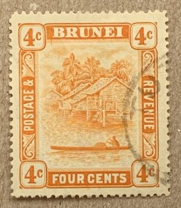 Brunei 1929 4c with scarce TUTONG village cancel. Scott 48, SG 65