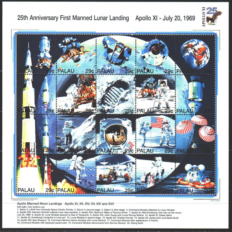 Palau. 1994. ml 725-44. The landing on the moon, space. MNH.