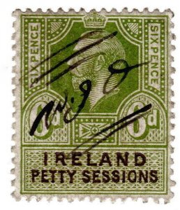 (I.B) George V Revenue : Ireland Petty Sessions 6d (1912)