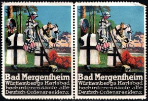 Vintage Germany Poster Stamp Bad Mergentheim Württemberg's Karlsbad
