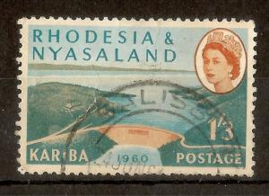 Rhodesia & Nyasaland 1960 1/3d Kariba Dam 'Earing' Flaw SG35AA Fine Used