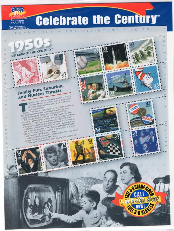 3187 Celebrate the Century 1950's, MNH sheet