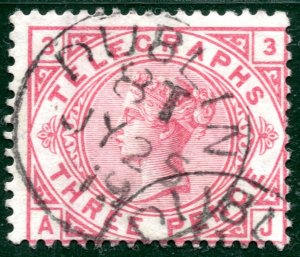 GB Ireland QV TELEGRAPHS SG.T3wi 3d Plate 3 (SPRAY) Dublin CDS c£280+75% REDS134