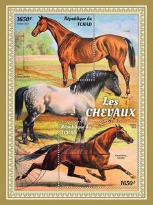 Chad - 2021 Horses on Stamps - 2 Stamp Souvenir Sheet - TCH210218b 