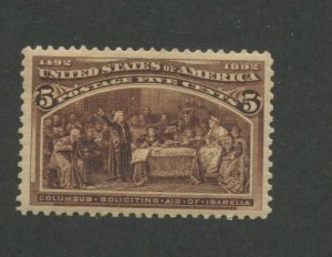 1893 United States Postage Stamp #234 Mint Never Hinged Disturbed Original gum 