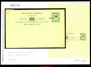 LABUAN Postal Stationery 3c + 3c *Specimen* UPU Reply Card Unused 1894W315