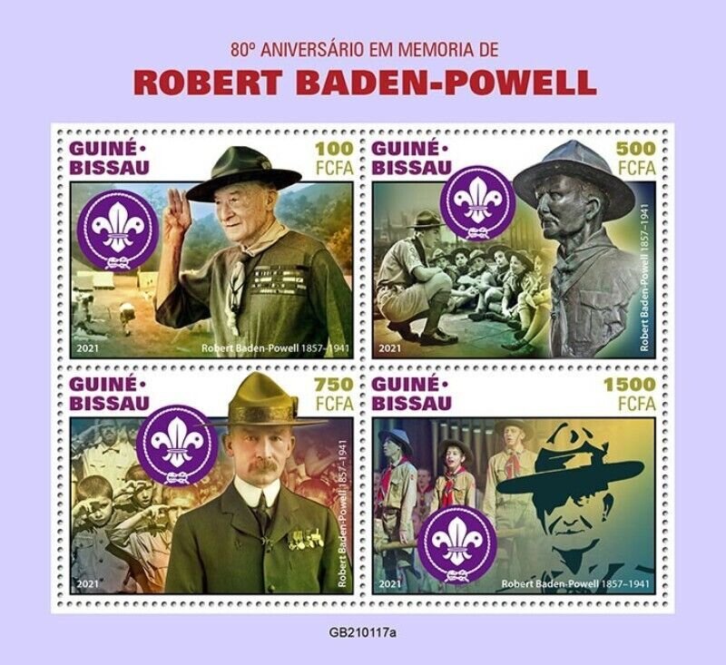 Guinea-Bissau - 2021 Robert Baden-Powell - 4 Stamp Sheet - GB210117a 