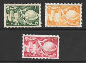 Monaco  Scott 245, 245A, 246 Mint  Short Set UPU stamps 2017 CV $8.20