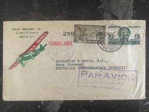 1935 Mexico DF Mexico to Brno Czechooslovakia airmail cover