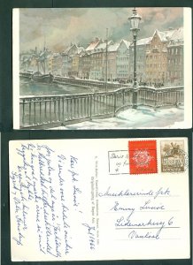 Denmark. Christmas Card.1966 Seal + 40 Ore.Copenh. Copenh. New Harbour.Vanlose