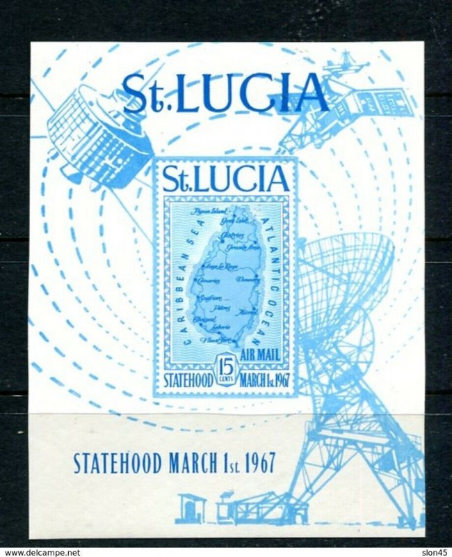Map of St. Lucia 1967 Sc C1 Imperf Souvenir Sheet Cv $50 