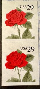 US # 2490 29c Rose vertical pair 1993 Mint NH