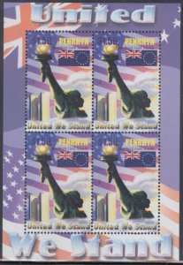 PENRHYN ISLAND Sc #466 CPL MNH SHEET of 4 - UNITED WE STAND