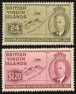 BRITISH VIRGIN ISLANDS Sc 100-01 VF/Mint VLH-1951 Restoration of Legis. Council